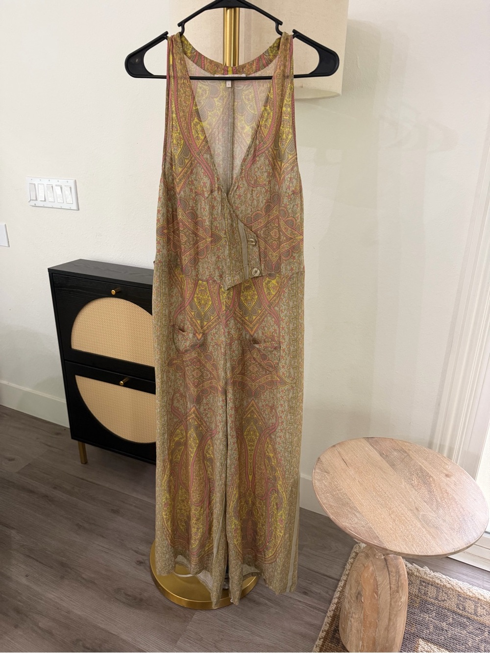Novella Royale Sleeveless Paisley Jumpsuit in Pink and Yellow - Picture 2 of 2